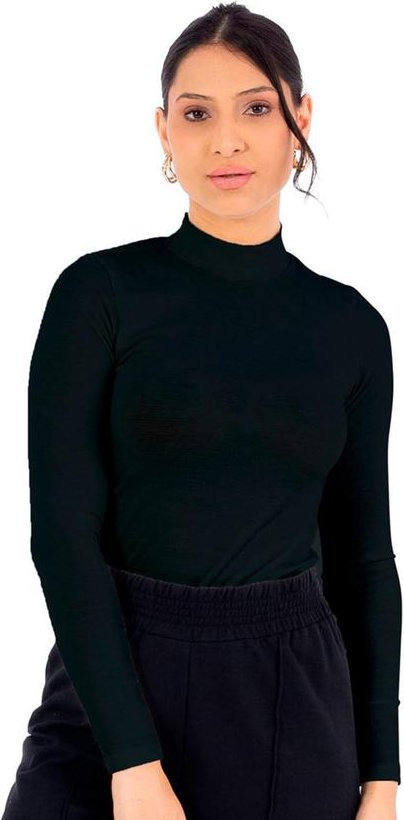 Imagem principal Blusa Feminina Manga Longa Ana Ruga Preto Cobertura Cobertura