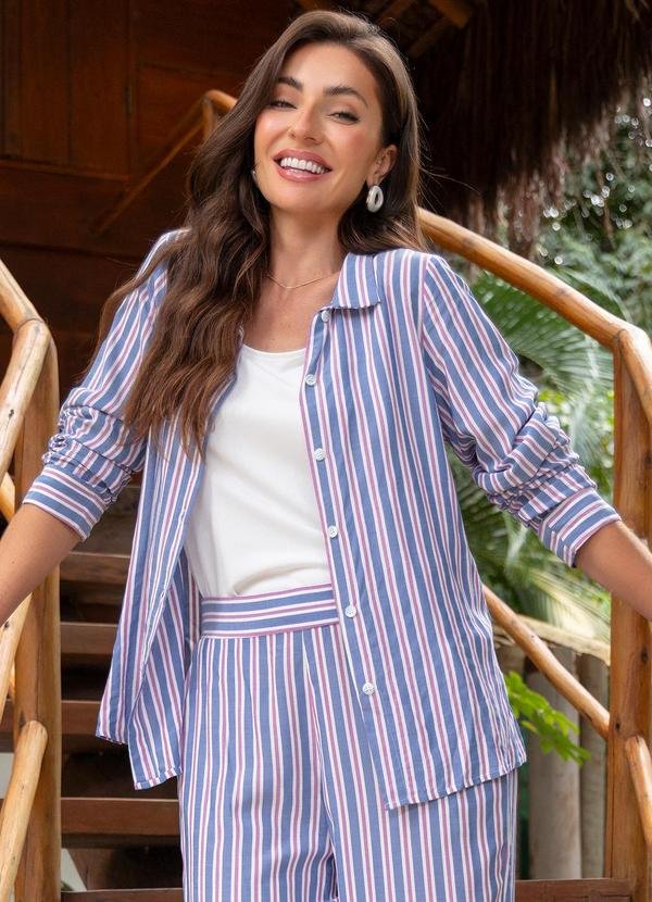 Imagem principal Blusa Listrado Colorido em Viscose Plana Quintess Quintess