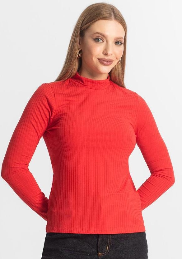 Imagem principal Blusa Manga Longa Feminina Canelada Vermelho Select Select