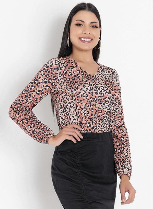 Imagem principal Blusa Manga Longa Onça Marrom Rosalie Rosalie