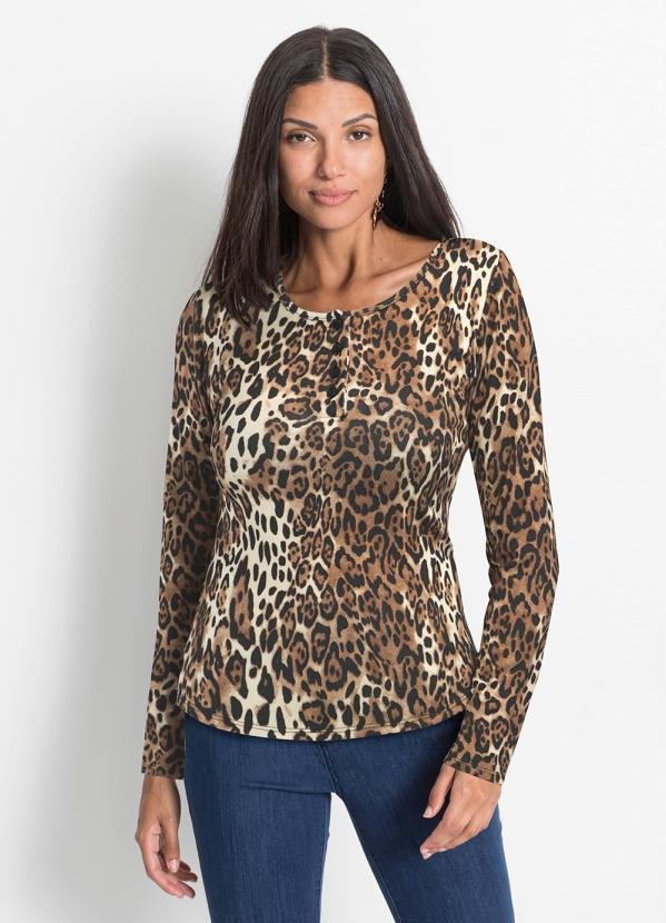 Imagem principal Blusa Manga LongaOnça Marrom bonprix bonprix