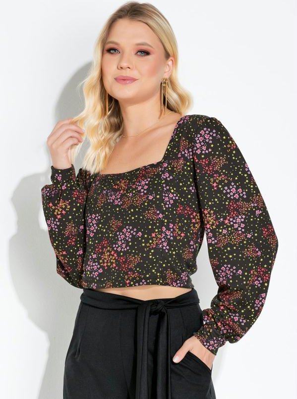 Imagem principal Blusa Mini Floral com Decote Quadrado Moda Pop Moda Pop
