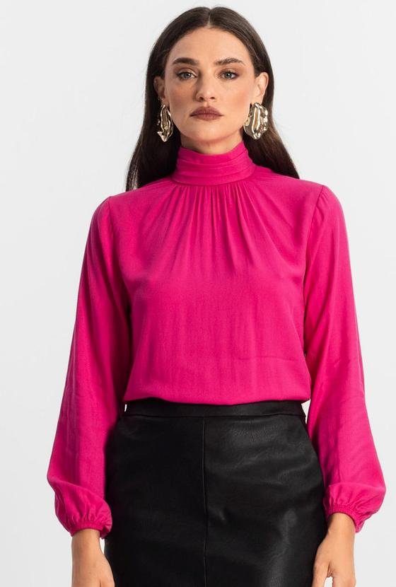 Blusa Viscose Manga Longa Rosa