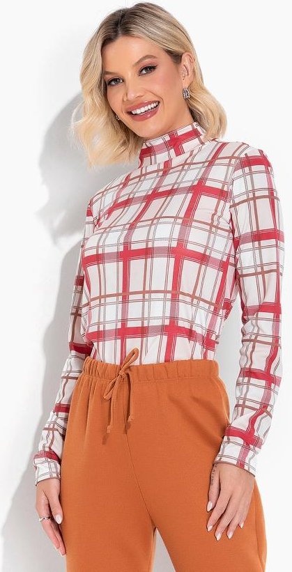 Imagem principal Blusa Xadrez Off White com Gola Alta Moda Pop Moda Pop