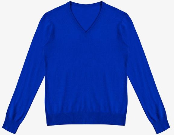 Sueter Feminino Gola V em Tricot Azul