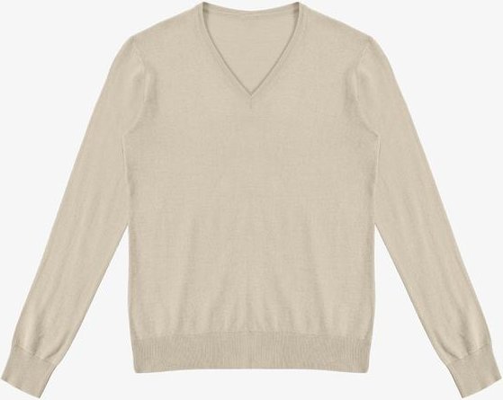 Sueter Feminino Gola V em Tricot Bege