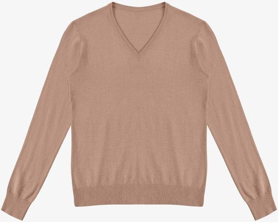 Sueter Feminino Gola V em Tricot Marrom