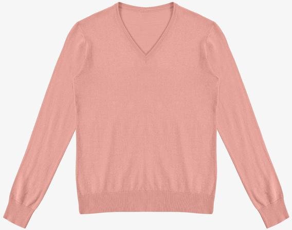 Sueter Feminino Gola V em Tricot Rosa