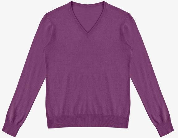 Sueter Feminino Gola V em Tricot Roxo