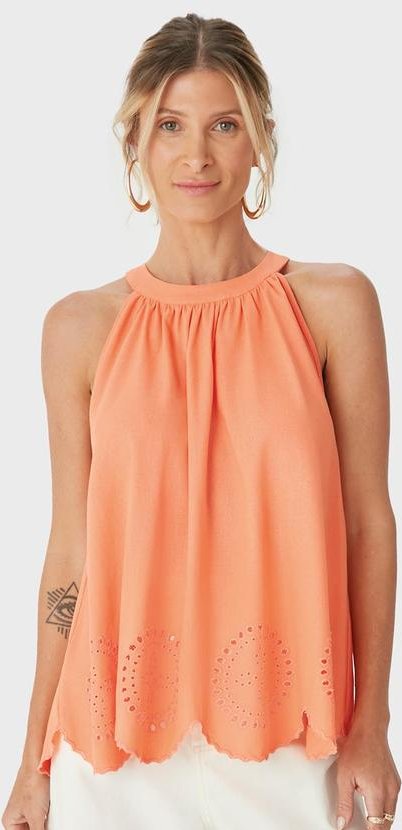 Imagem principal Blusa Ampla Bordada Laranja Claro Malwee Malwee