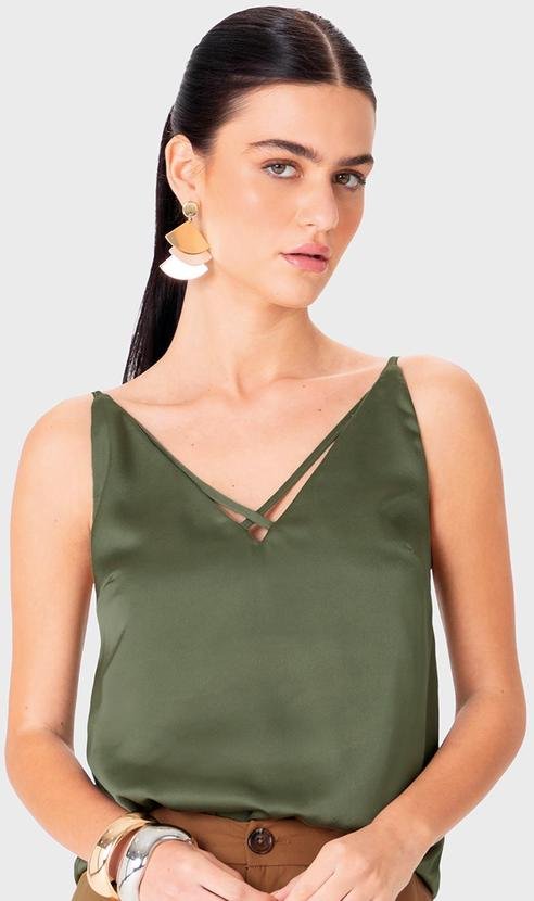 Imagem principal Blusa Ampla em Cetim Verde Militar Enfim Enfim