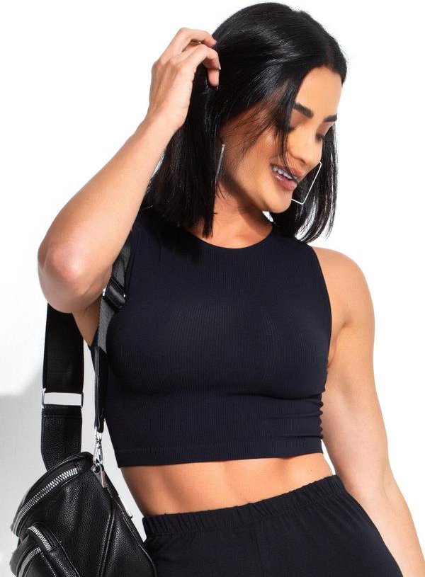 Imagem principal Blusa Canelada Preta sem Costura Bimini Bimini