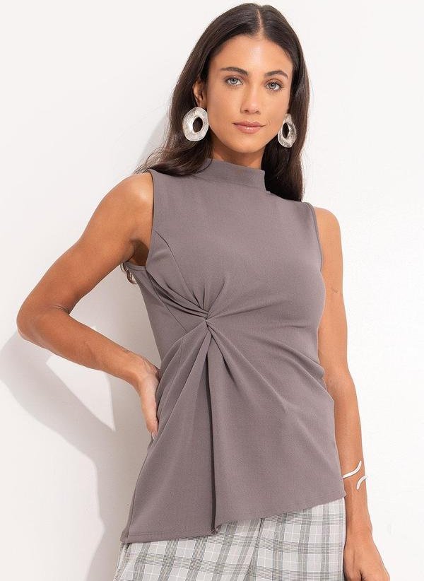 Imagem principal Blusa Cinza Escuro em Malha Crepe Quintess Quintess