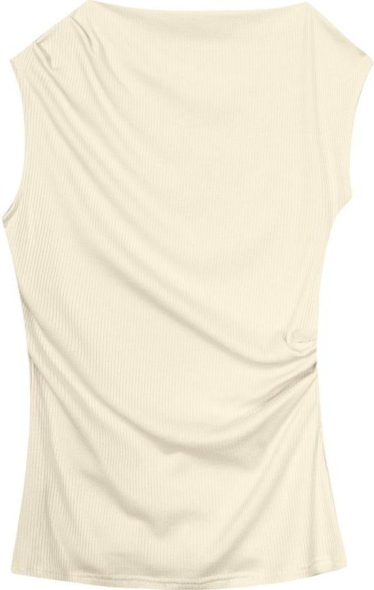 Blusa Creme Assimétrica Canelada