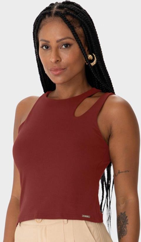 Blusa Justa Cut Out Bordô