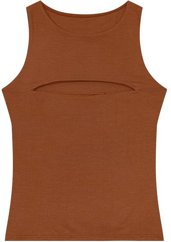 Blusa Justa Cut Out Marrom