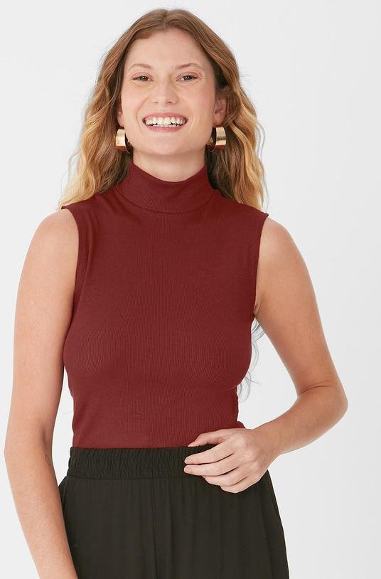 Blusa Justa em Ribana Bordô