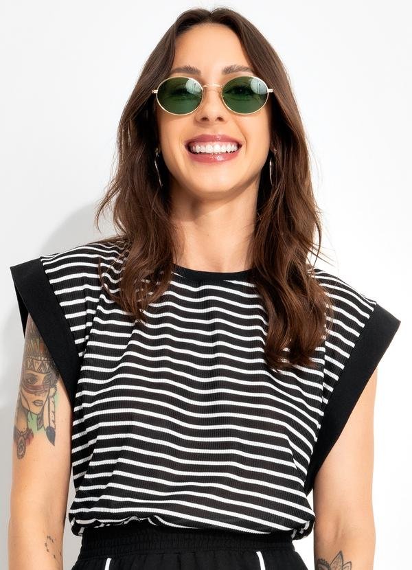 Imagem principal Blusa Listrado Preto e Branco em Canelado Bimini Bimini