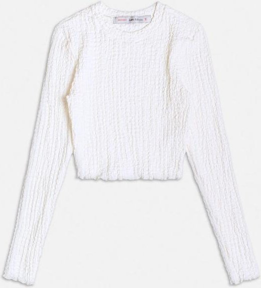 Blusa Off White Manga Longa Texturizada Branco