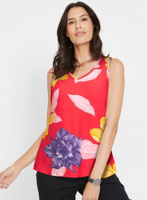 Imagem principal Blusa Regata Decote V Floral Vermelho bonprix bonprix