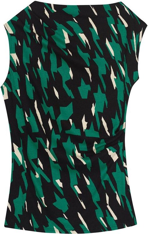 Blusa Verde Assimétrica Abstrata Canelada