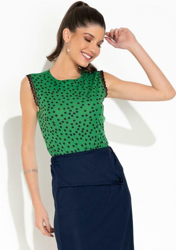 Imagem principal Body Poá Verde com Renda Rosalie Rosalie