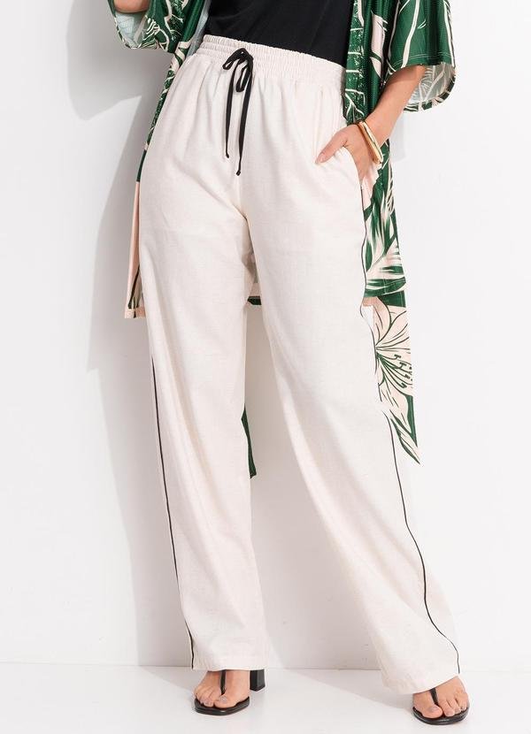 Calça Reta Natural em Linho