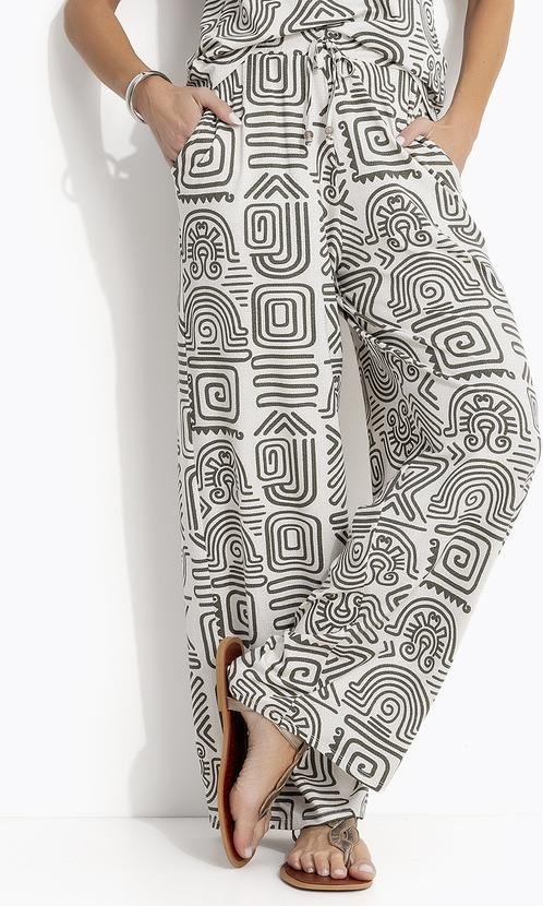 Imagem principal Calça Étnico Verde em Malha de Viscose Quintess Quintess