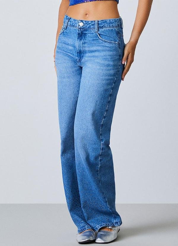 Imagem principal Calça Jeans com Aplicação de Strass Azul Authoria Authoria