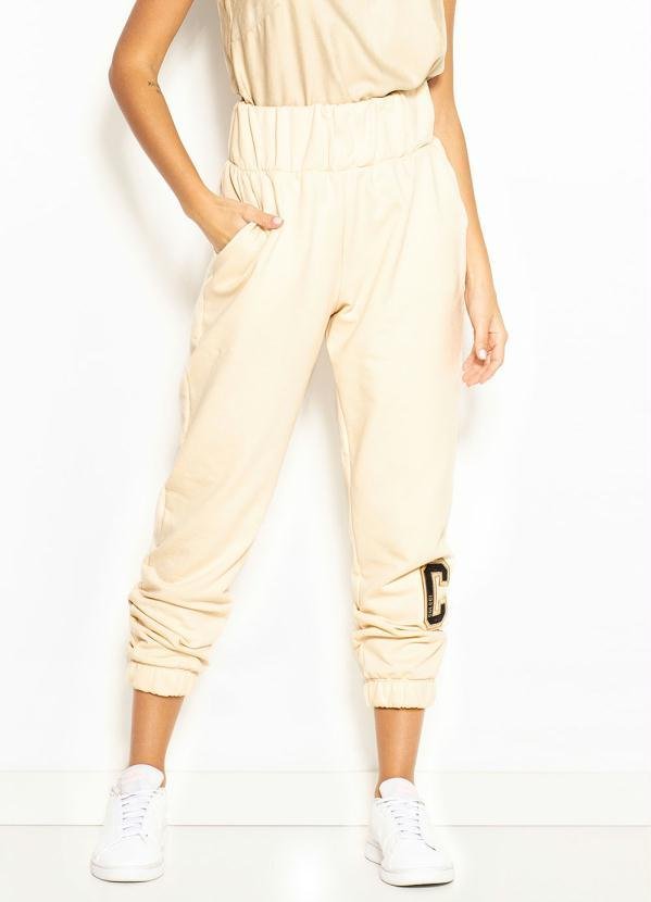 Calça Jogging de Moletom Bege
