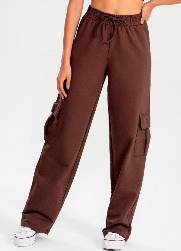 Imagem principal Calça Moletom Reta Cargo Marrom Meu Jeans Meu Jeans