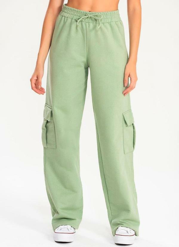 Imagem principal Calça Moletom Reta Cargo Verde Pistache Meu Jeans Meu Jeans