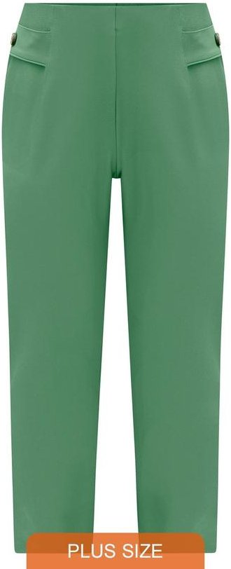 Calça Reta Plus Size em Malha Diagonal Verde