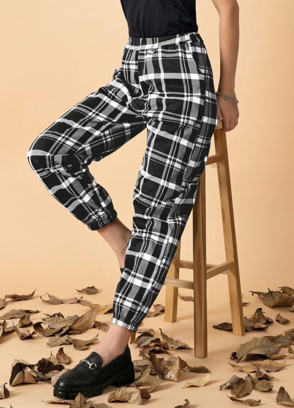 Imagem principal Calça Xadrez Preto com Bolsos Moda Pop Moda Pop