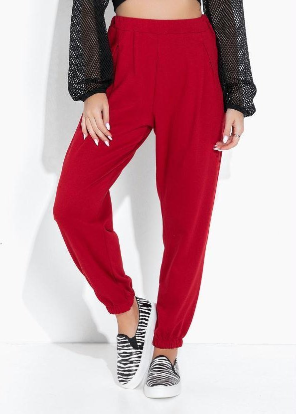 Imagem principal Calça Vermelha com Elástico e Pregas na Cintura Moda Pop Moda Pop