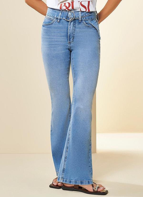 Calça Cintura Média Tropical Flare Jeans Azul