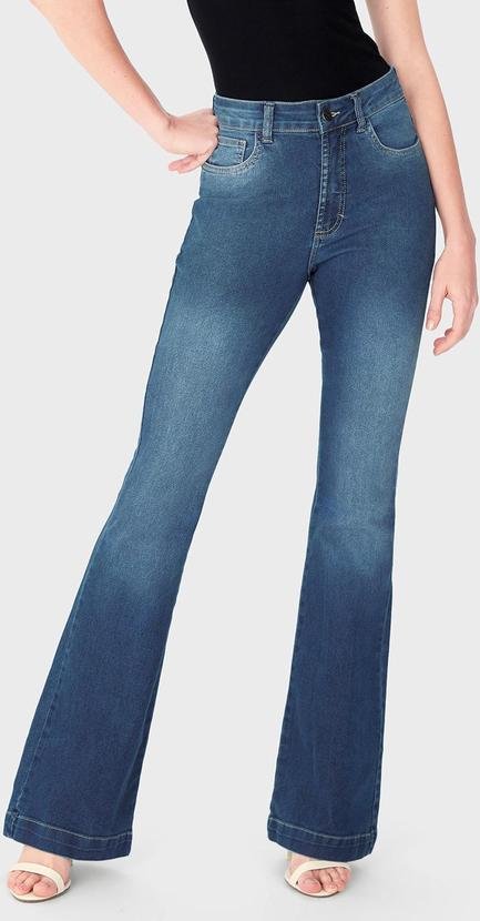 Calça Flare Jeans Cintura Alta Azul