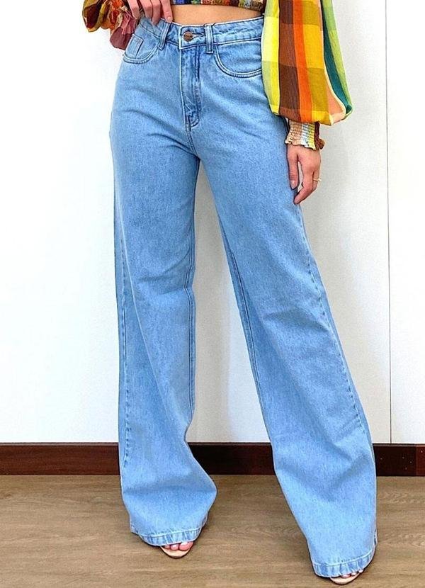 Imagem principal Calça Jeans Wide Leg Reta Marmorizada Azul Meu Jeans Meu Jeans