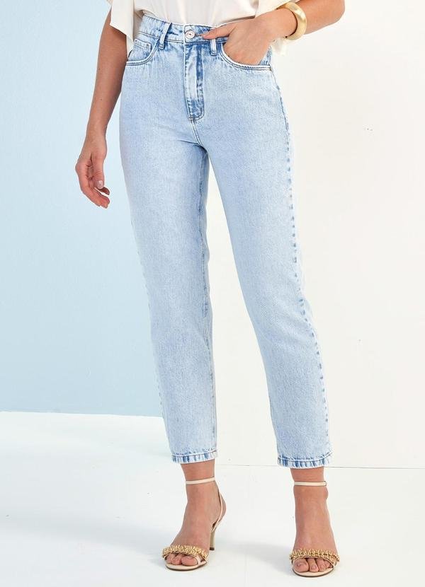 Calça Mom Lavanda em Jeans Azul