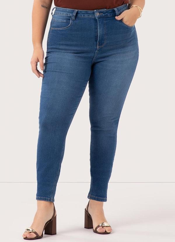 Calça Skinny Plus Size com Jeans Redux Azul