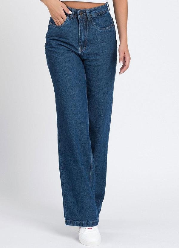 Imagem principal Calça Wide Leg Reta Jeans Escuro Azul Meu Jeans Meu Jeans