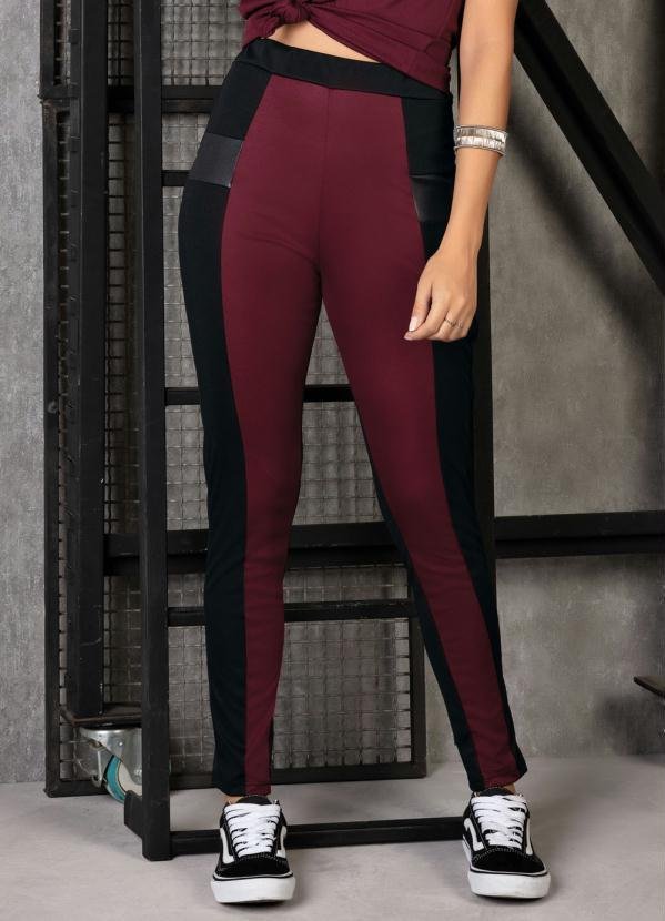 Imagem principal Legging Bordô e Preta com Recorte em Cirrê Moda Pop Moda Pop