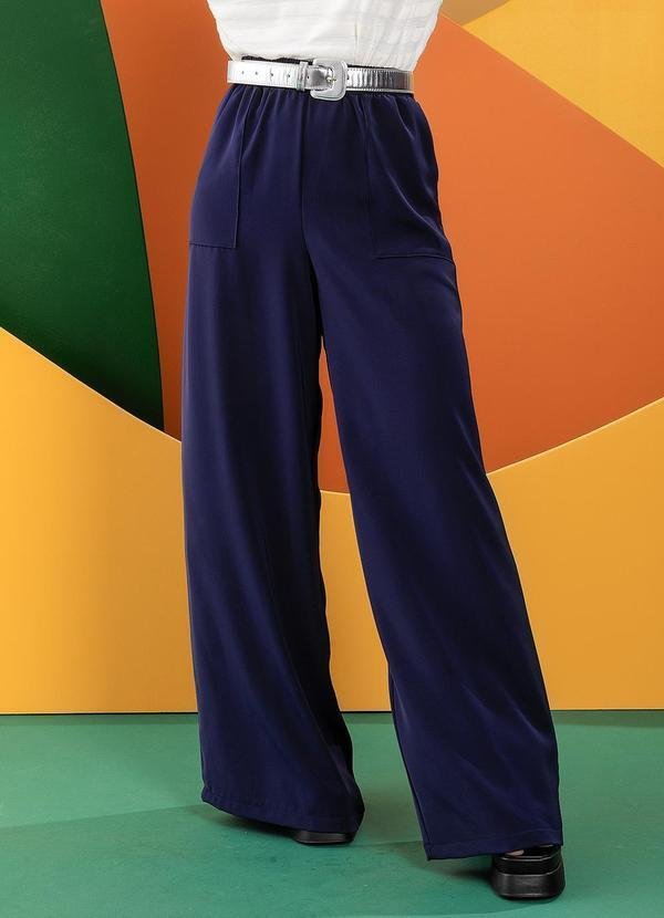 Imagem principal Calça Azul Marinho em Crepe Plano Acetinado Quintess Quintess