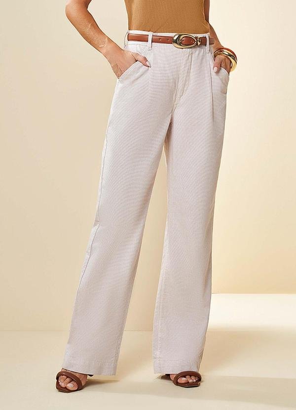 Calça Cintura Alta em Sarja Marrom