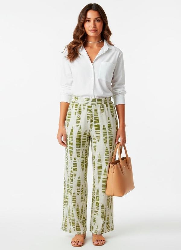 Imagem principal Calça Folhas Listradas em Malha de Viscose Quintess Quintess