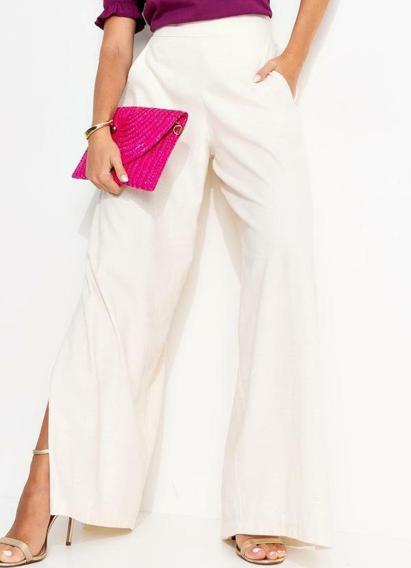 Imagem principal Calça Off White Pantalona com Fendas Quintess Quintess