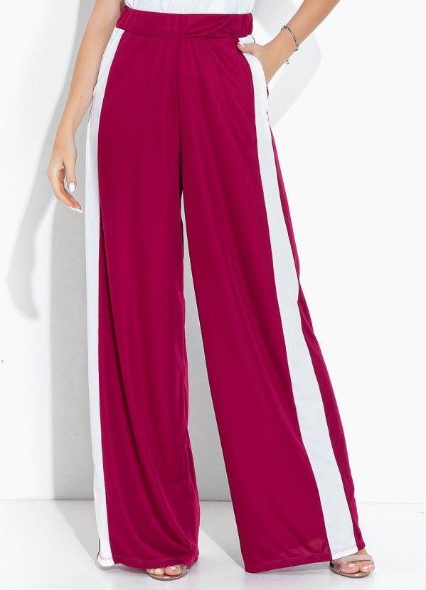 Imagem principal Calça Púrpura e Branco Pantalona com Recortes Moda Pop Moda Pop