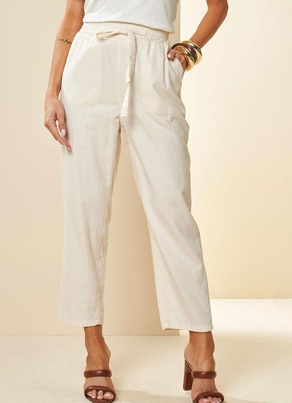 Calça Cintura Alta Jogger Brisa em Sarja Branco