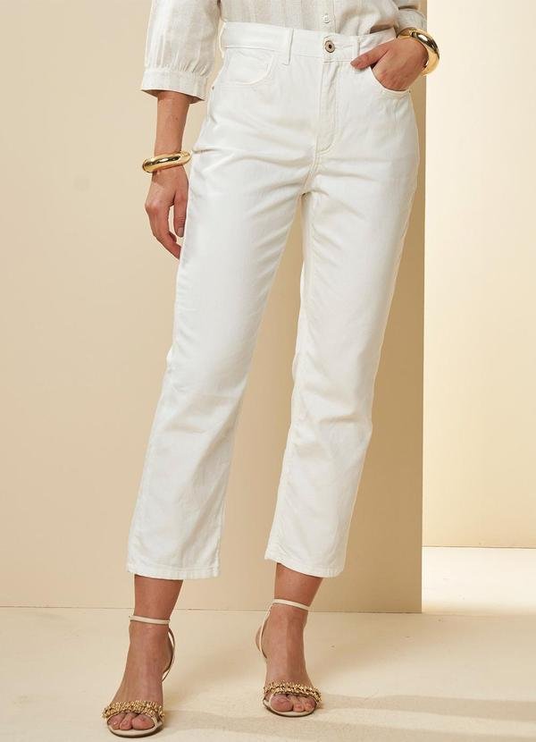 Calça Cintura Média Celebration Reta Slim Branco
