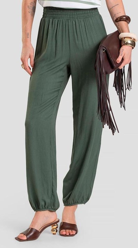 Imagem principal Calça Feminina Aladim em Tecido Viscose Verde Dianna Dianna